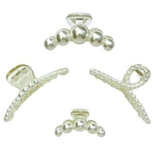Set Of 4 Faux Pearl Hair Claw Clips For Women Elegant Acrylic Hair Accessories